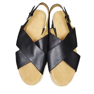 Universal Thread Womens Black Crossover  Strap Sandals Shoe Size 11 NWT